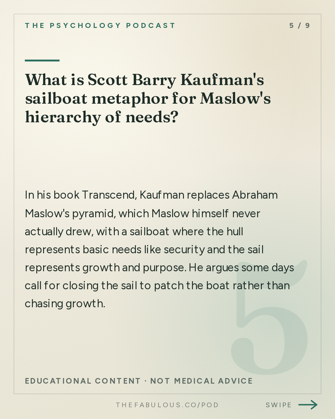 What is Scott Barry Kaufman's sailboat metaphor for Maslow's hierarchy of needs? — The Psychology Podcast: End of an Era — Reflections on 11 Years of The Psychology Podcast w/ Annie Murphy Paul