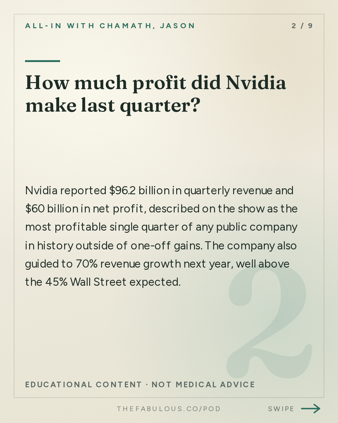 How much profit did Nvidia make last quarter? — All-In with Chamath, Jason, Sacks & Friedberg: Nvidia's Historic Quarter, SaaS Comeback, Bessent vs Druck, America's Debt Crisis, Cancer Vaccine