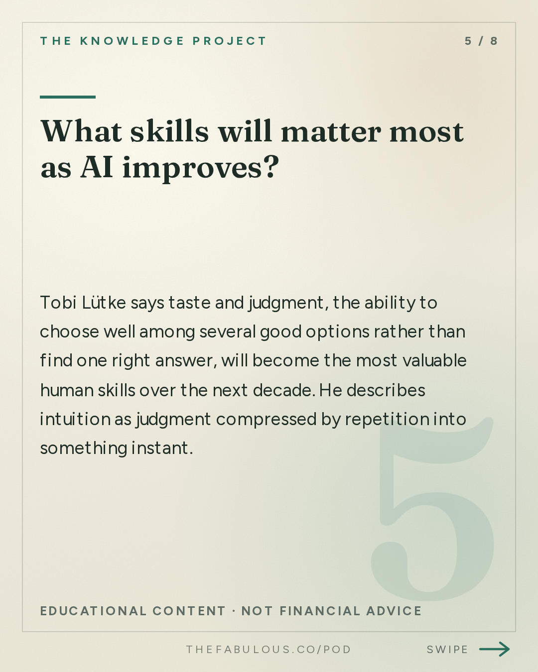 What skills will matter most as AI improves? — The Knowledge Project: Tobi Lütke: AI Agents, Better Decisions, and the Future of Work
