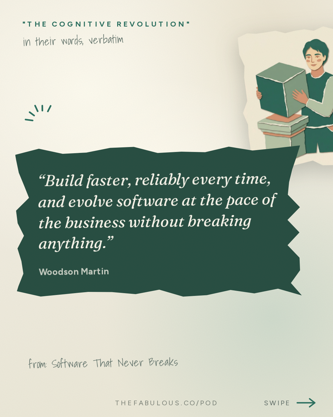 Build faster, reliably every time, and evolve software at the pace of the business without breaking anything. — "The Cognitive Revolution" : Software That Never Breaks: OutSystems CEO Woodson Martin on Building Enterprise-Grade Apps at ...