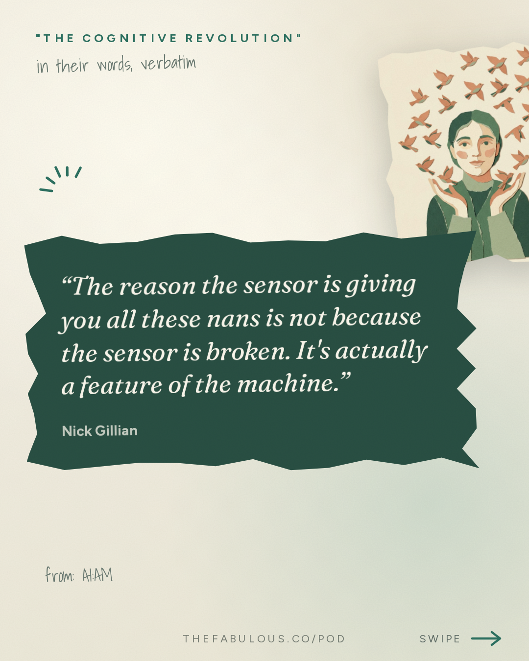 The reason the sensor is giving you all these nans is not because the sensor is broken. It's actually a feature of the machine. — "The Cognitive Revolution" : AI:AM: What If It Works Too Well? Colluding Agents, $200M Safety Orgs, Virtual Cells Saturate at 2%