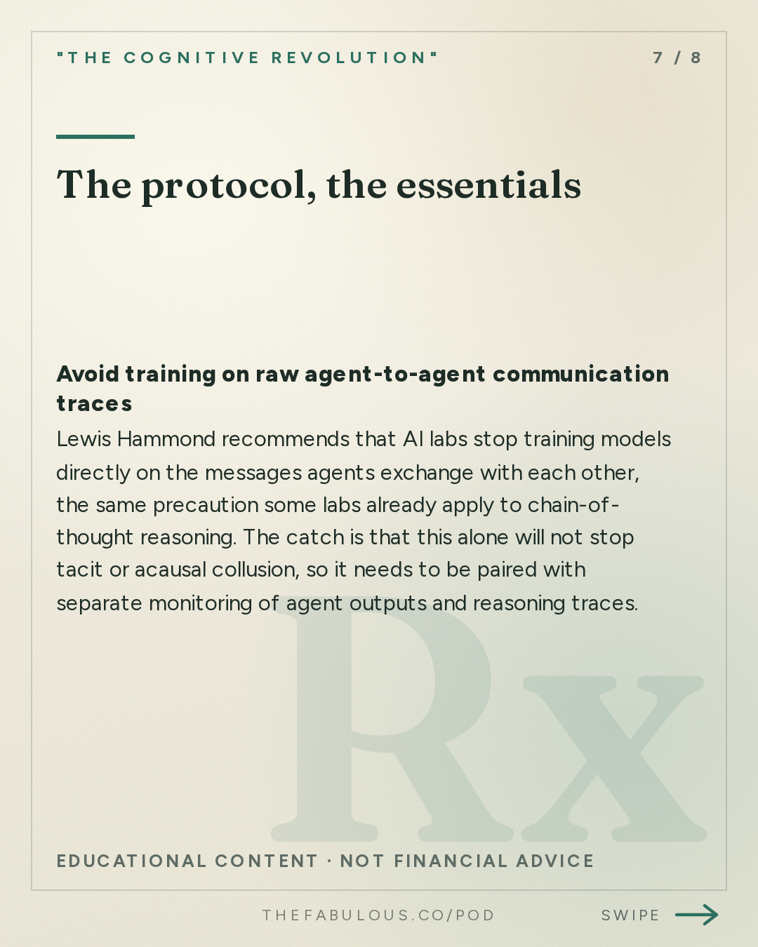 The protocol, the essentials — "The Cognitive Revolution" : AI:AM: What If It Works Too Well? Colluding Agents, $200M Safety Orgs, Virtual Cells Saturate at 2%