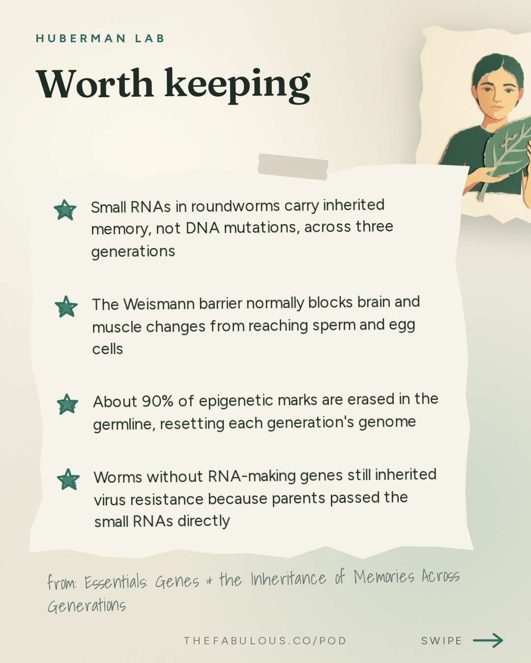 Worth keeping — Huberman Lab: Essentials: Genes & the Inheritance of Memories Across Generations | Dr. Oded Rechavi
