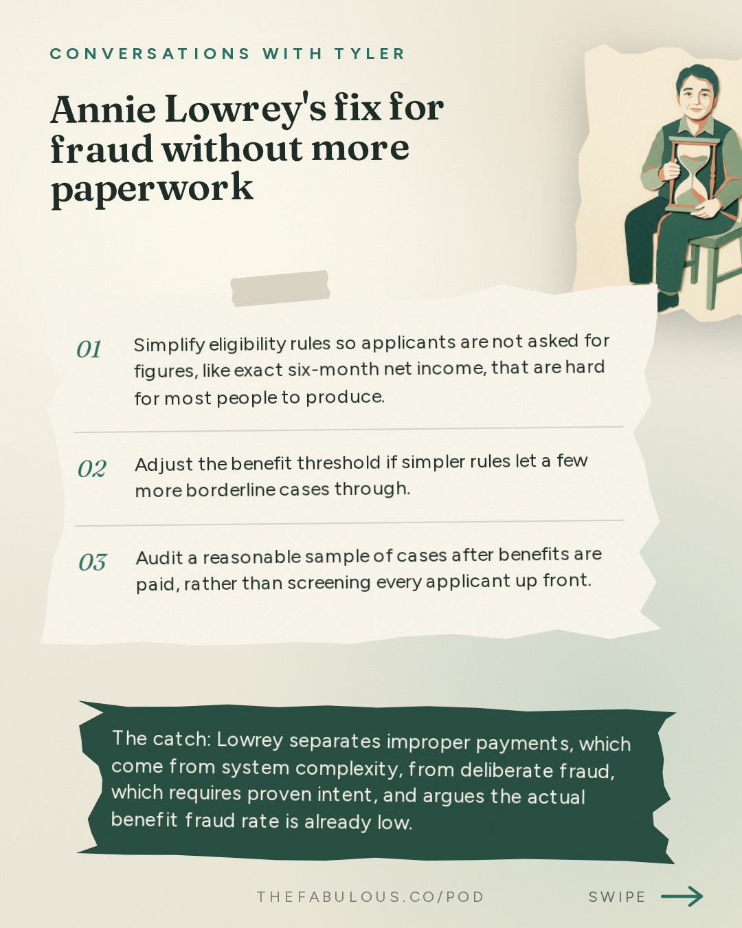 Annie Lowrey's fix for fraud without more paperwork — Conversations with Tyler: Annie Lowrey on the Time Tax, Fraud, and Rationing by Paperwork
