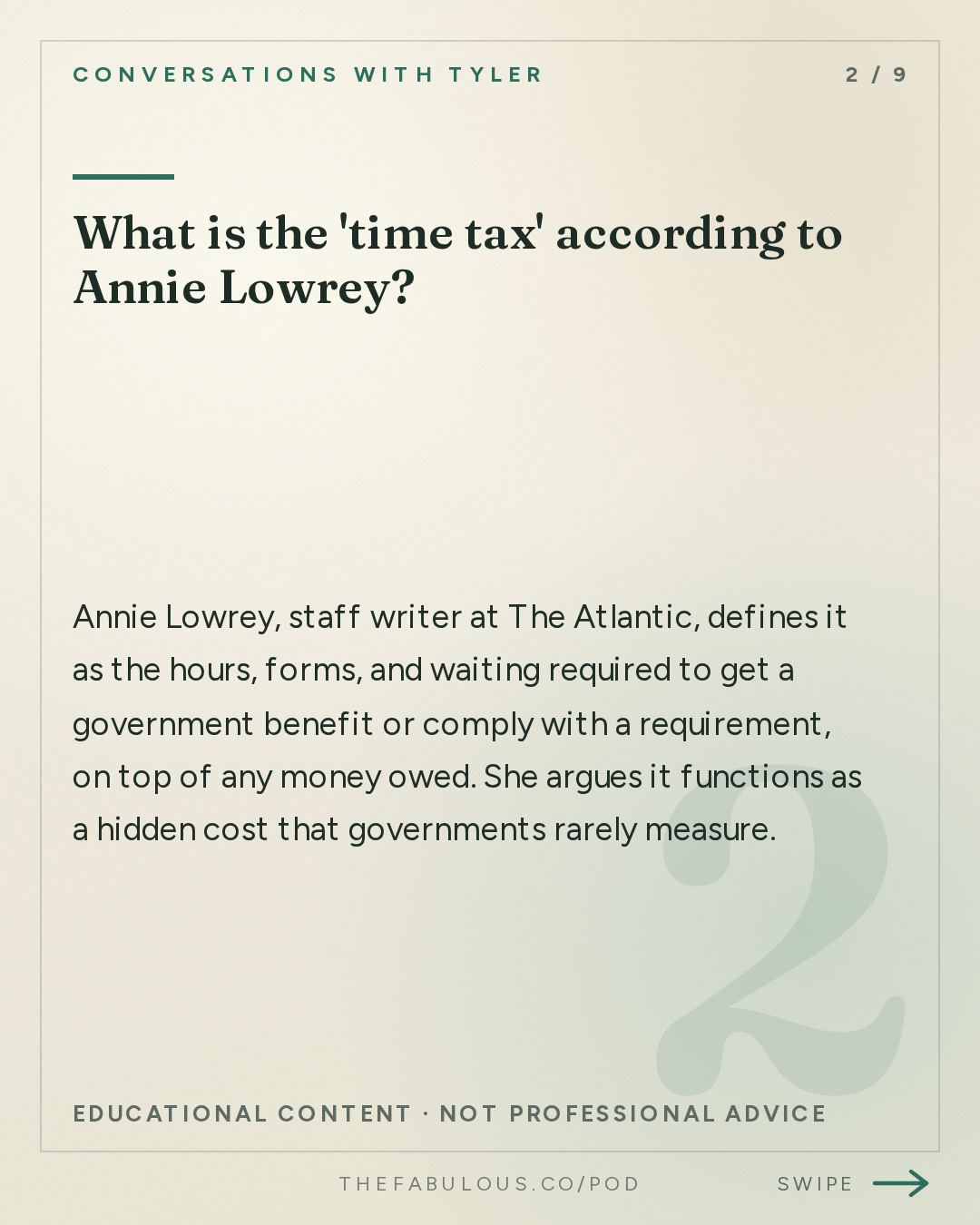 What is the 'time tax' according to Annie Lowrey? — Conversations with Tyler: Annie Lowrey on the Time Tax, Fraud, and Rationing by Paperwork