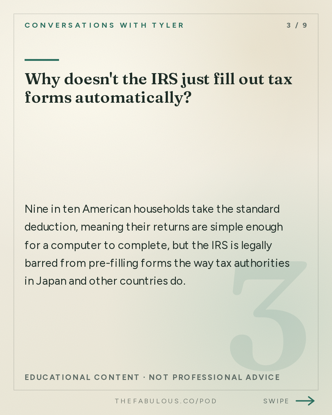 Why doesn't the IRS just fill out tax forms automatically? — Conversations with Tyler: Annie Lowrey on the Time Tax, Fraud, and Rationing by Paperwork