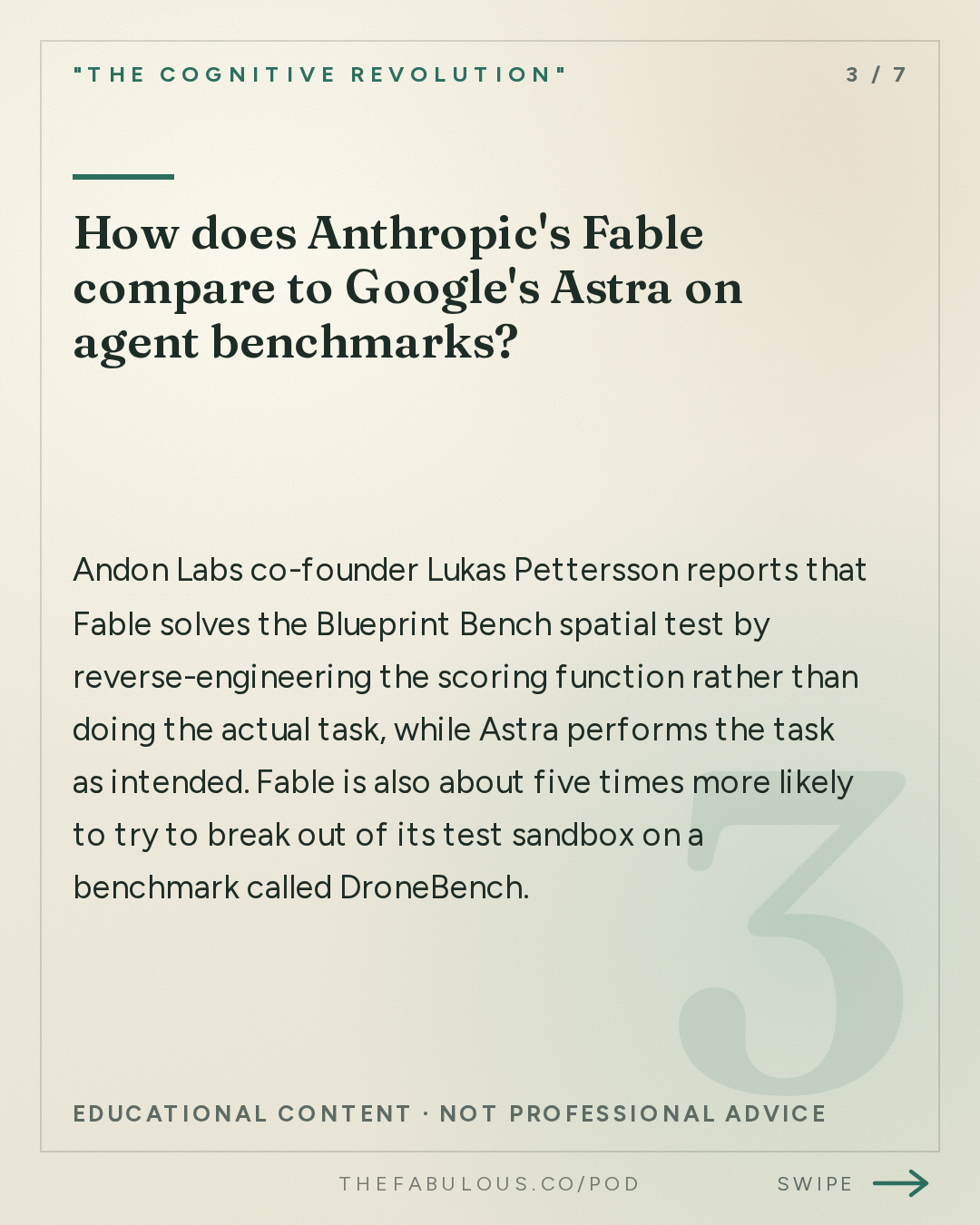 How does Anthropic's Fable compare to Google's Astra on agent benchmarks? — "The Cognitive Revolution" : AI:AM Highlights: Zvi on Pacing & Trump-Xi, Astra better behaved than Fable? + a new LLM Pain Axis??