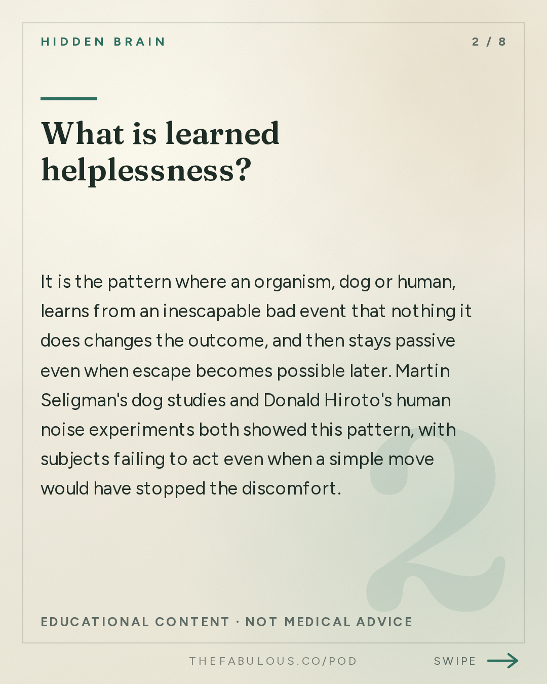 What is learned helplessness? — Hidden Brain: How to Make a Difference: Part 1