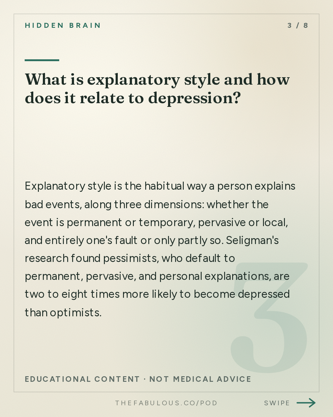 What is explanatory style and how does it relate to depression? — Hidden Brain: How to Make a Difference: Part 1