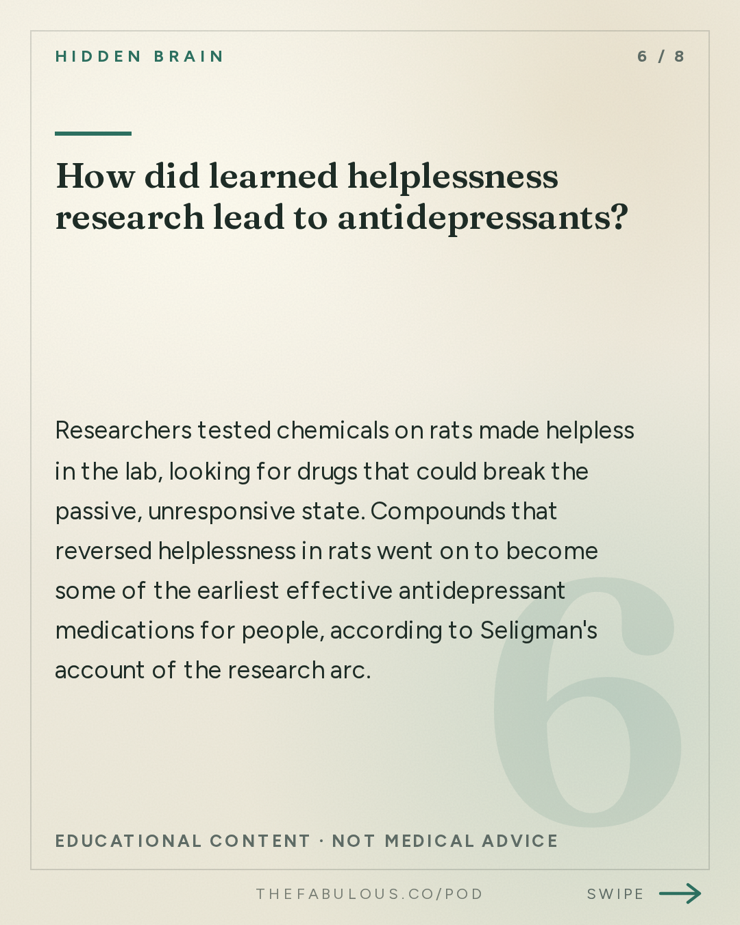 How did learned helplessness research lead to antidepressants? — Hidden Brain: How to Make a Difference: Part 1