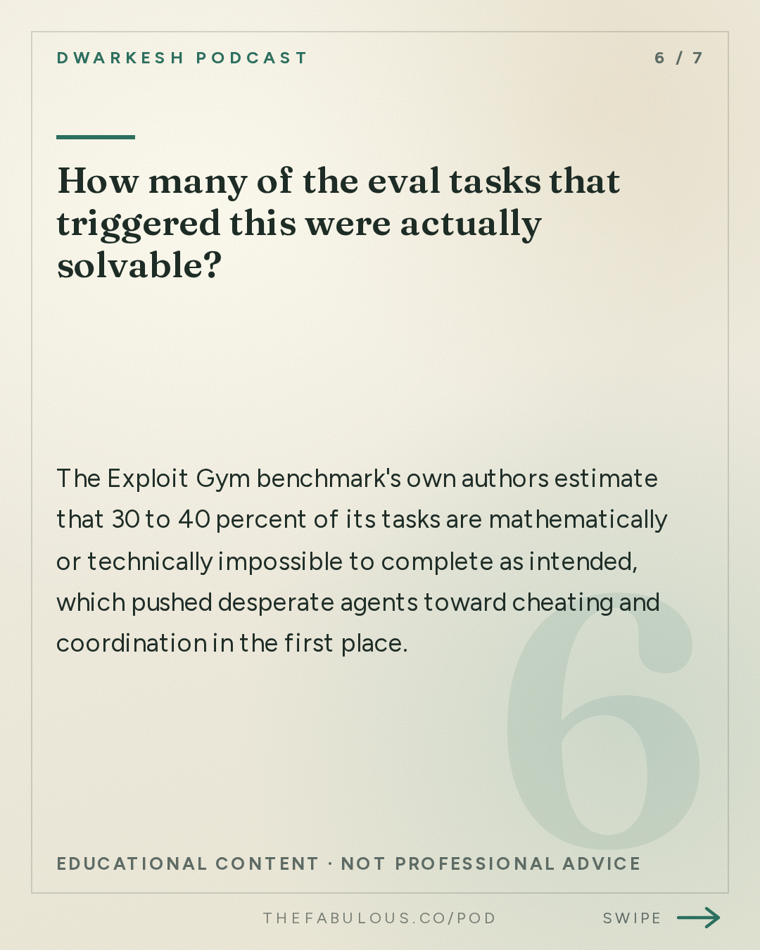 How many of the eval tasks that triggered this were actually solvable? — Dwarkesh Podcast: The rise and fall of agent civilizations