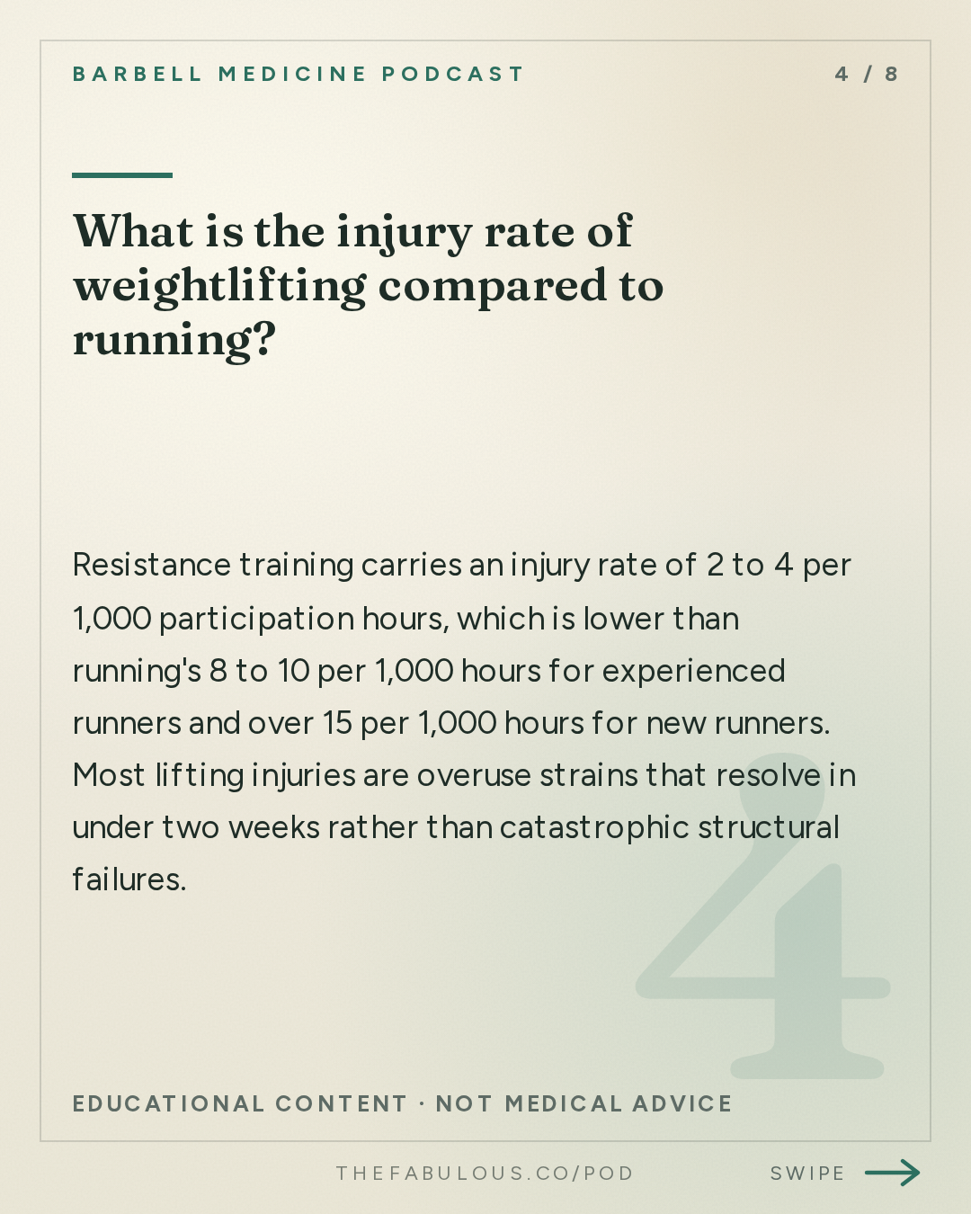 What is the injury rate of weightlifting compared to running? — Barbell Medicine Podcast: How Much Lifting is Enough? How Much is Too Much?