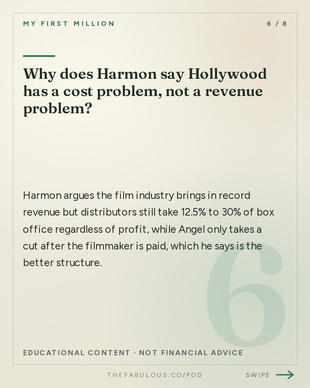 Why does Harmon say Hollywood has a cost problem, not a revenue problem? — My First Million: The creative genius behind Squatty Potty & Poo-Pourri reveals his marketing playbook