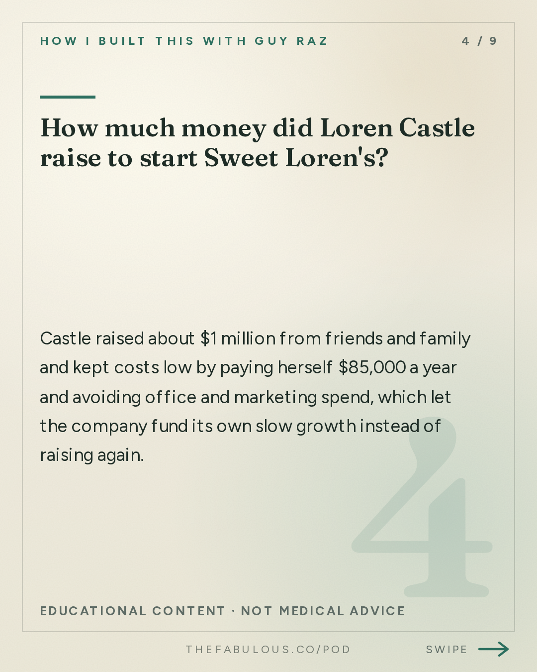 How much money did Loren Castle raise to start Sweet Loren's? — How I Built This with Guy Raz: Sweet Loren’s: Loren Castle. How A Recipe Makeover Built a National Cookie Brand