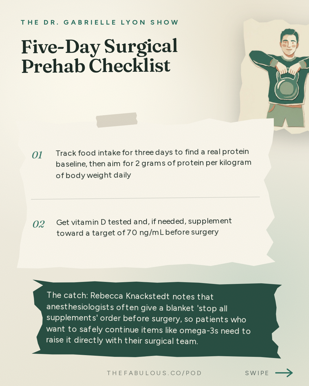 Five-Day Surgical Prehab Checklist — The Dr. Gabrielle Lyon Show: How to Prepare Your Body for Surgery: Protein, Prehab and the 5 Days That Change Your Recovery | Dr. Rebecca Knackstedt