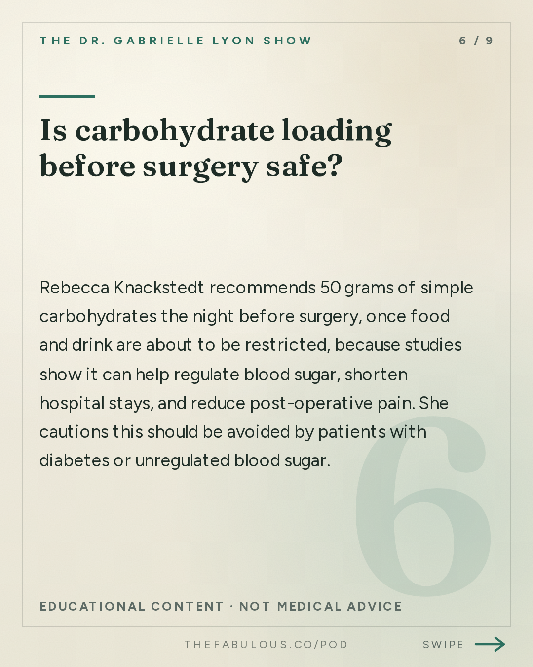 Is carbohydrate loading before surgery safe? — The Dr. Gabrielle Lyon Show: How to Prepare Your Body for Surgery: Protein, Prehab and the 5 Days That Change Your Recovery | Dr. Rebecca Knackstedt