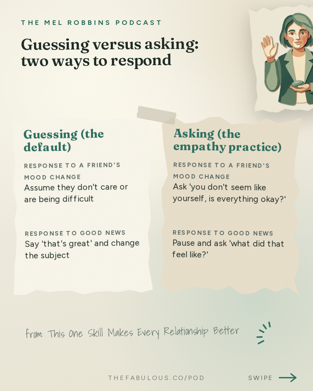 Guessing versus asking: two ways to respond — The Mel Robbins Podcast: This One Skill Makes Every Relationship Better