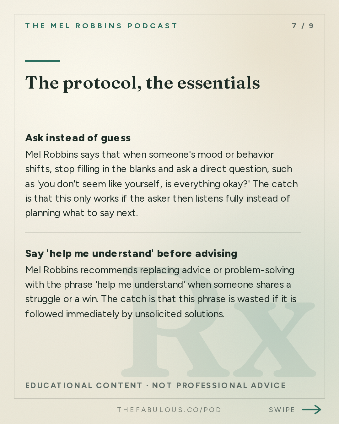 The protocol, the essentials — The Mel Robbins Podcast: This One Skill Makes Every Relationship Better