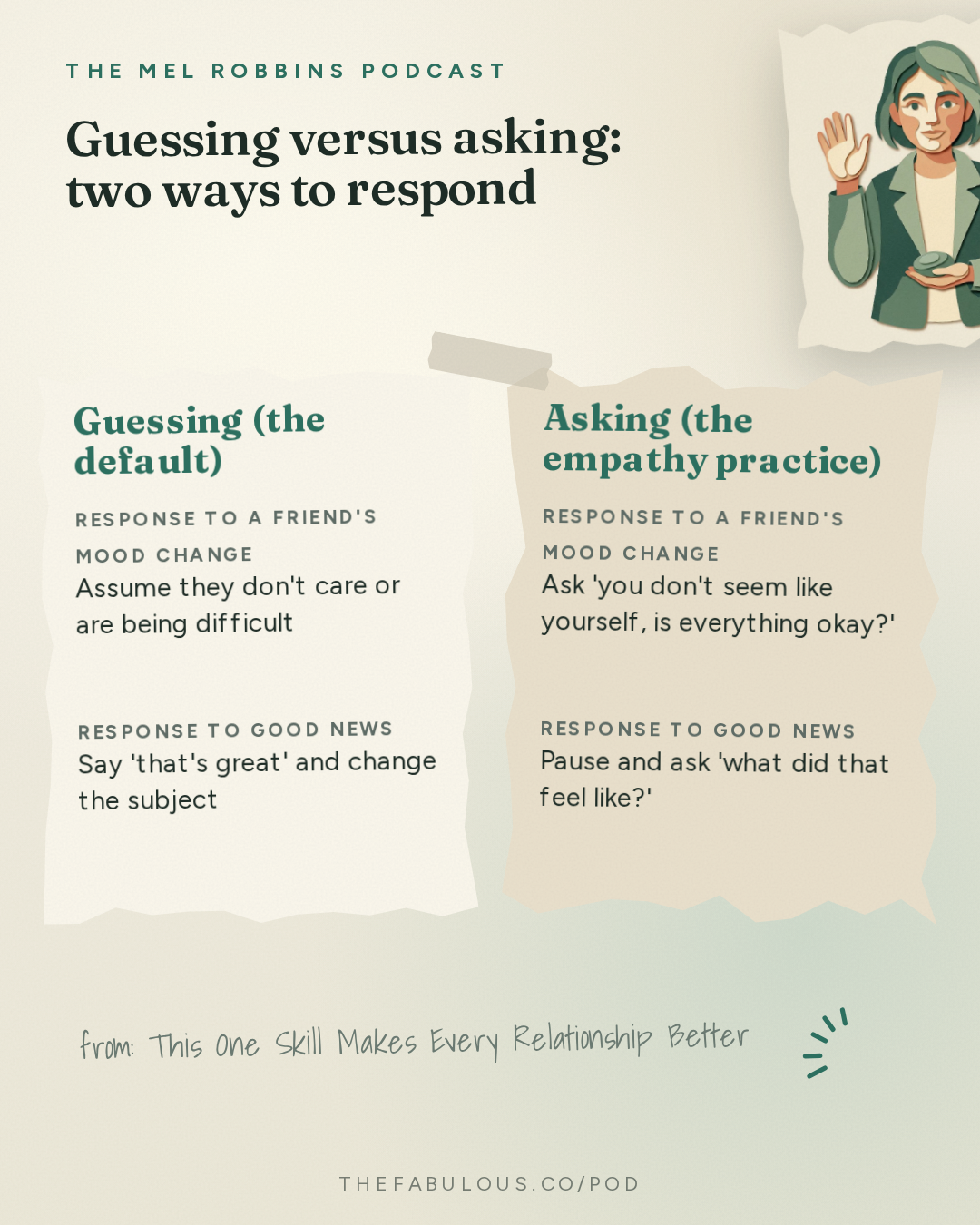 Guessing versus asking: two ways to respond — The Mel Robbins Podcast: This One Skill Makes Every Relationship Better