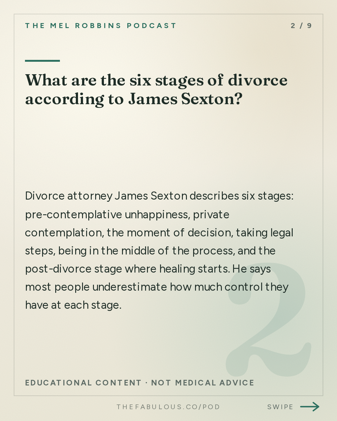 What are the six stages of divorce according to James Sexton? — The Mel Robbins Podcast: The Ultimate Guide to Divorce (For You & The People You Love)