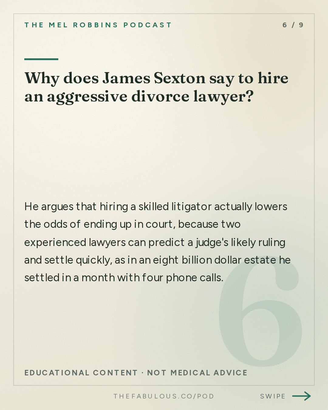 Why does James Sexton say to hire an aggressive divorce lawyer? — The Mel Robbins Podcast: The Ultimate Guide to Divorce (For You & The People You Love)