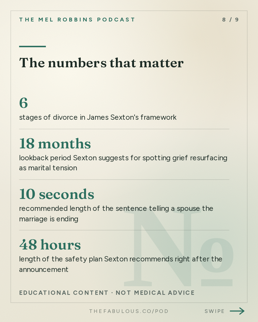 The numbers that matter — The Mel Robbins Podcast: The Ultimate Guide to Divorce (For You & The People You Love)