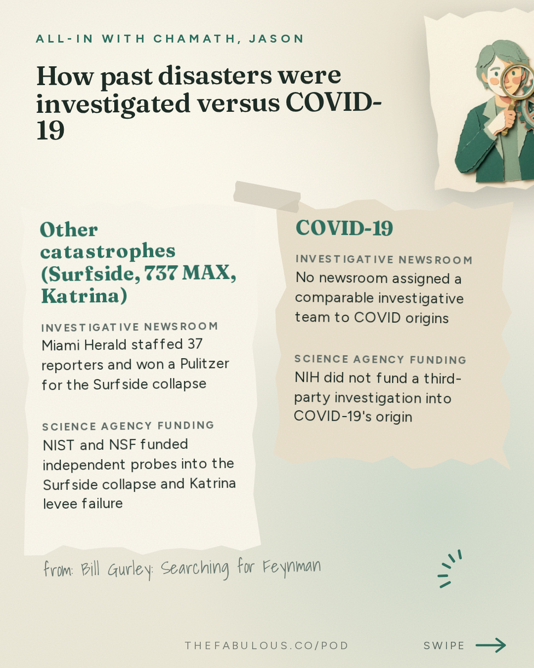 How past disasters were investigated versus COVID-19 — All-In with Chamath, Jason, Sacks & Friedberg: Bill Gurley: Searching for Feynman