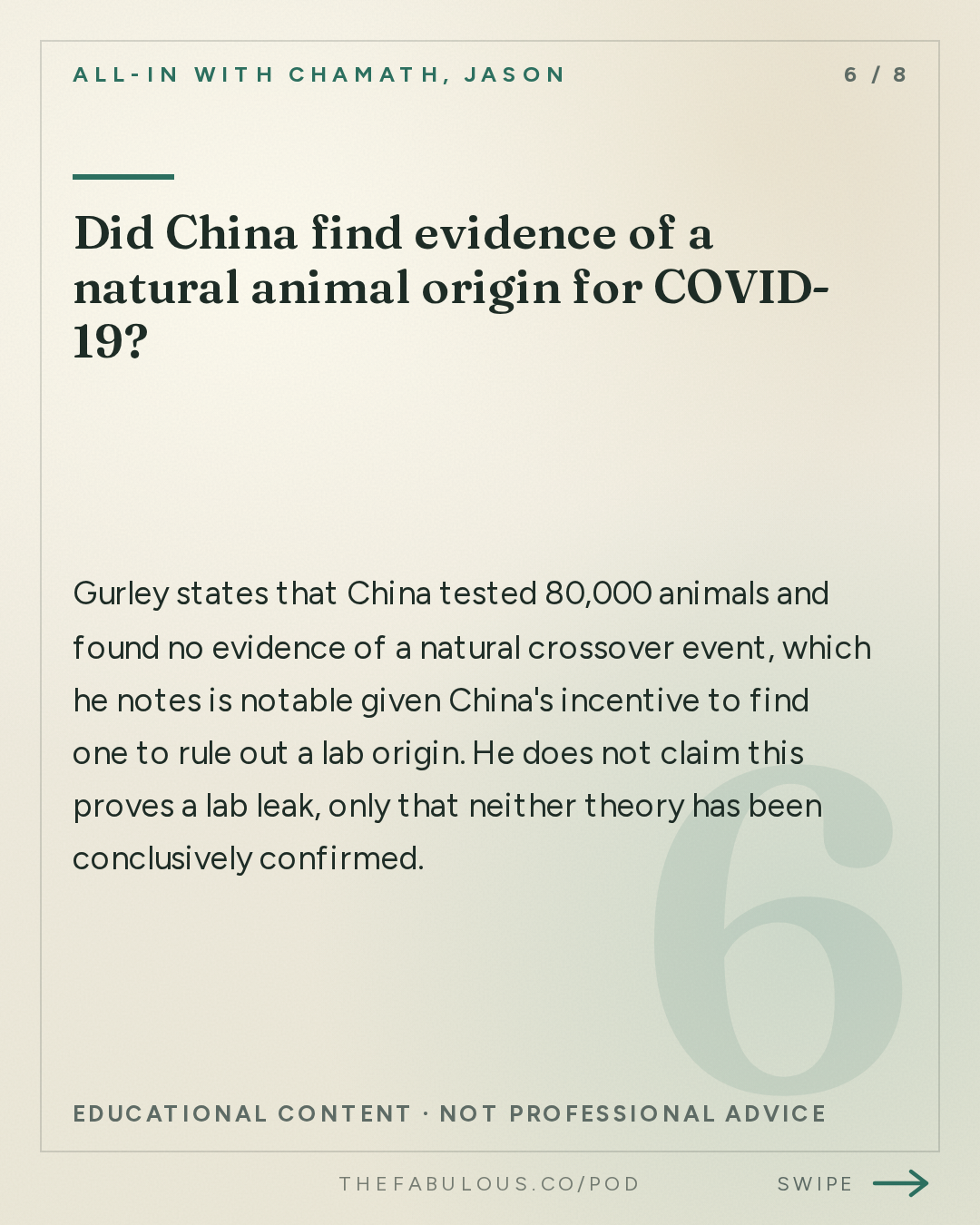 Did China find evidence of a natural animal origin for COVID-19? — All-In with Chamath, Jason, Sacks & Friedberg: Bill Gurley: Searching for Feynman