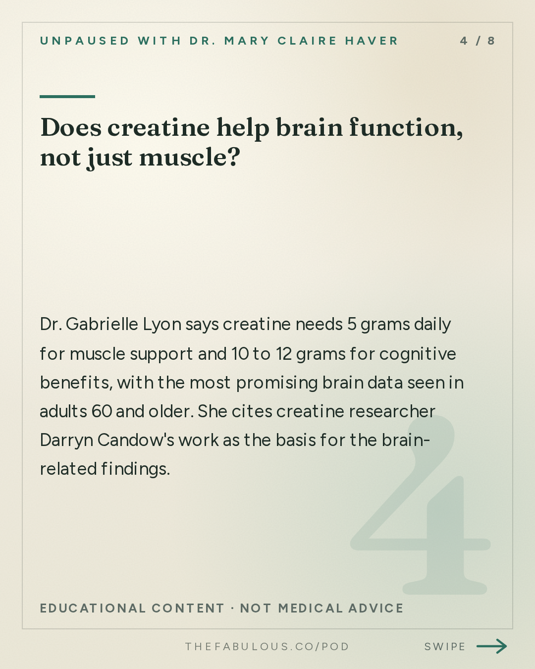 Does creatine help brain function, not just muscle? — unPAUSED with Dr. Mary Claire Haver: Building Muscle in Menopause: Protein, Creatine and Strength Training with Dr. Gabrielle Lyon