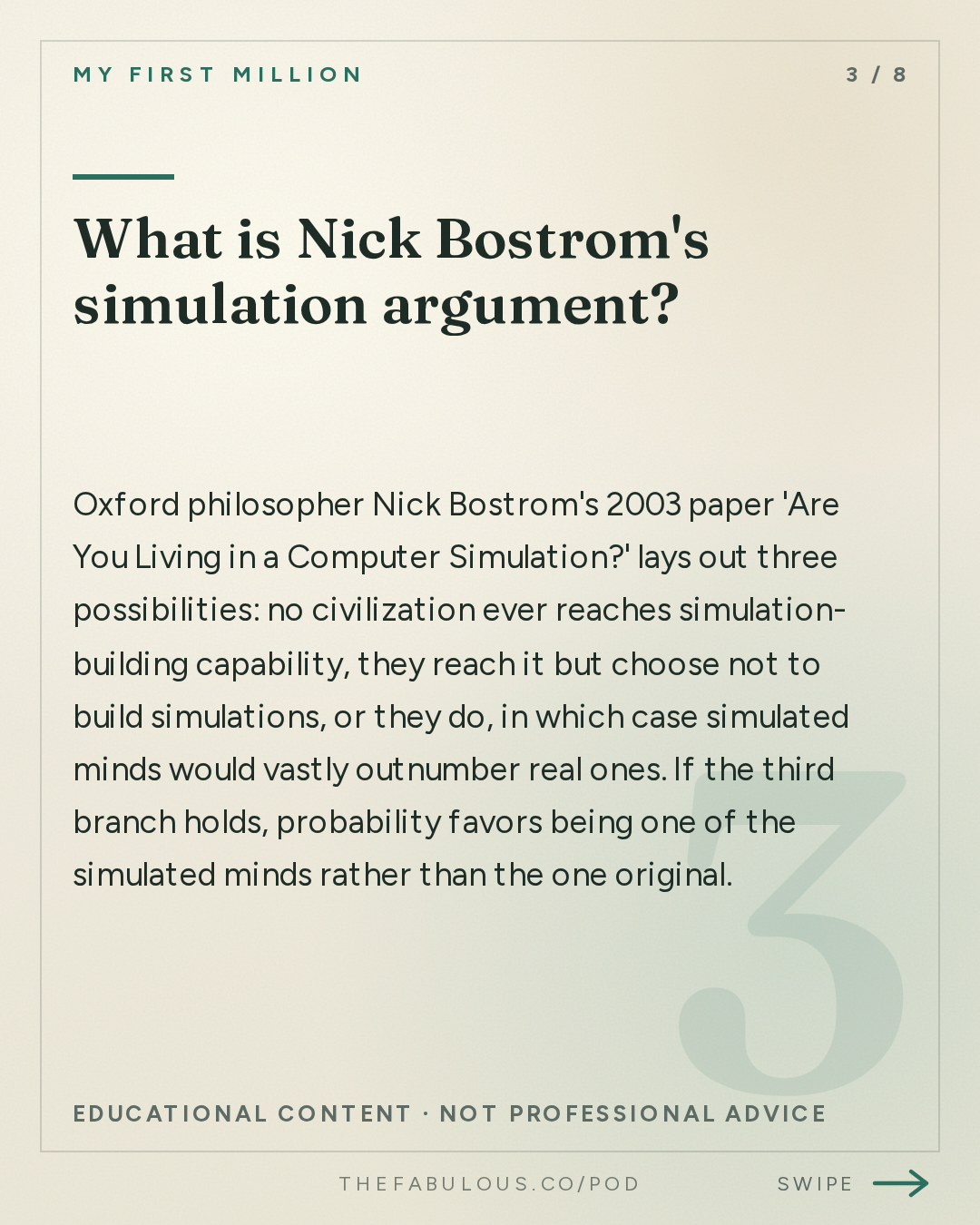 What is Nick Bostrom's simulation argument? — My First Million: MIT scientist: Elon Musk was right, we are almost certainly in a simulation