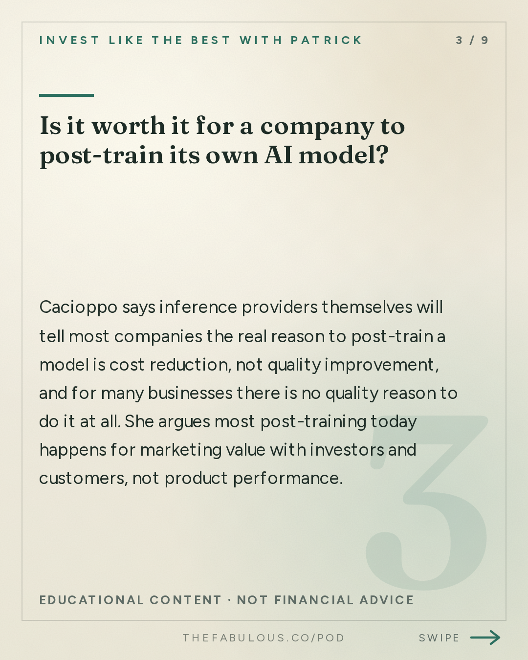 Is it worth it for a company to post-train its own AI model? — Invest Like the Best with Patrick O'Shaughnessy: Christina Cacioppo - Building an Enduring Software Company in the Age of AI - [Invest Like the Best, EP.496]