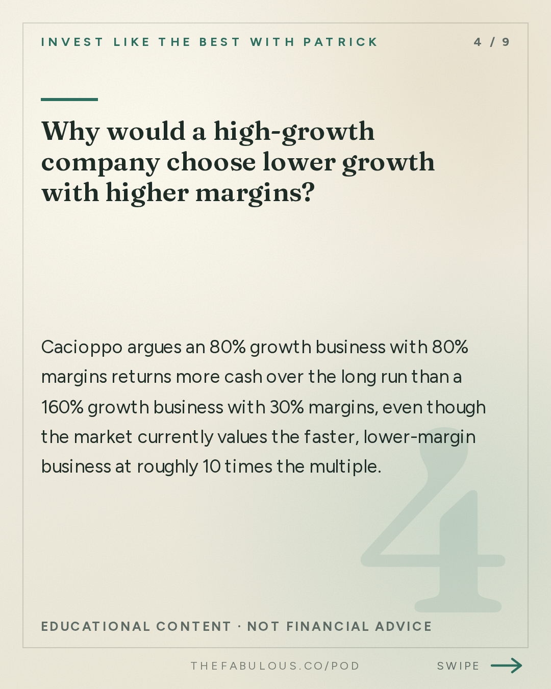 Why would a high-growth company choose lower growth with higher margins? — Invest Like the Best with Patrick O'Shaughnessy: Christina Cacioppo - Building an Enduring Software Company in the Age of AI - [Invest Like the Best, EP.496]