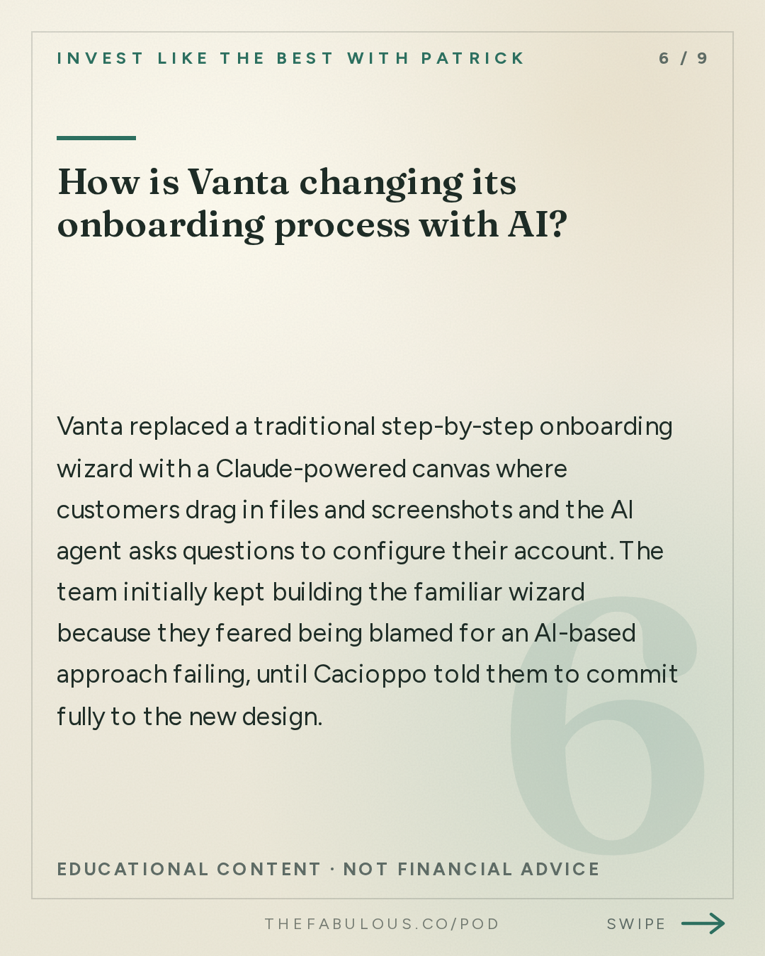 How is Vanta changing its onboarding process with AI? — Invest Like the Best with Patrick O'Shaughnessy: Christina Cacioppo - Building an Enduring Software Company in the Age of AI - [Invest Like the Best, EP.496]