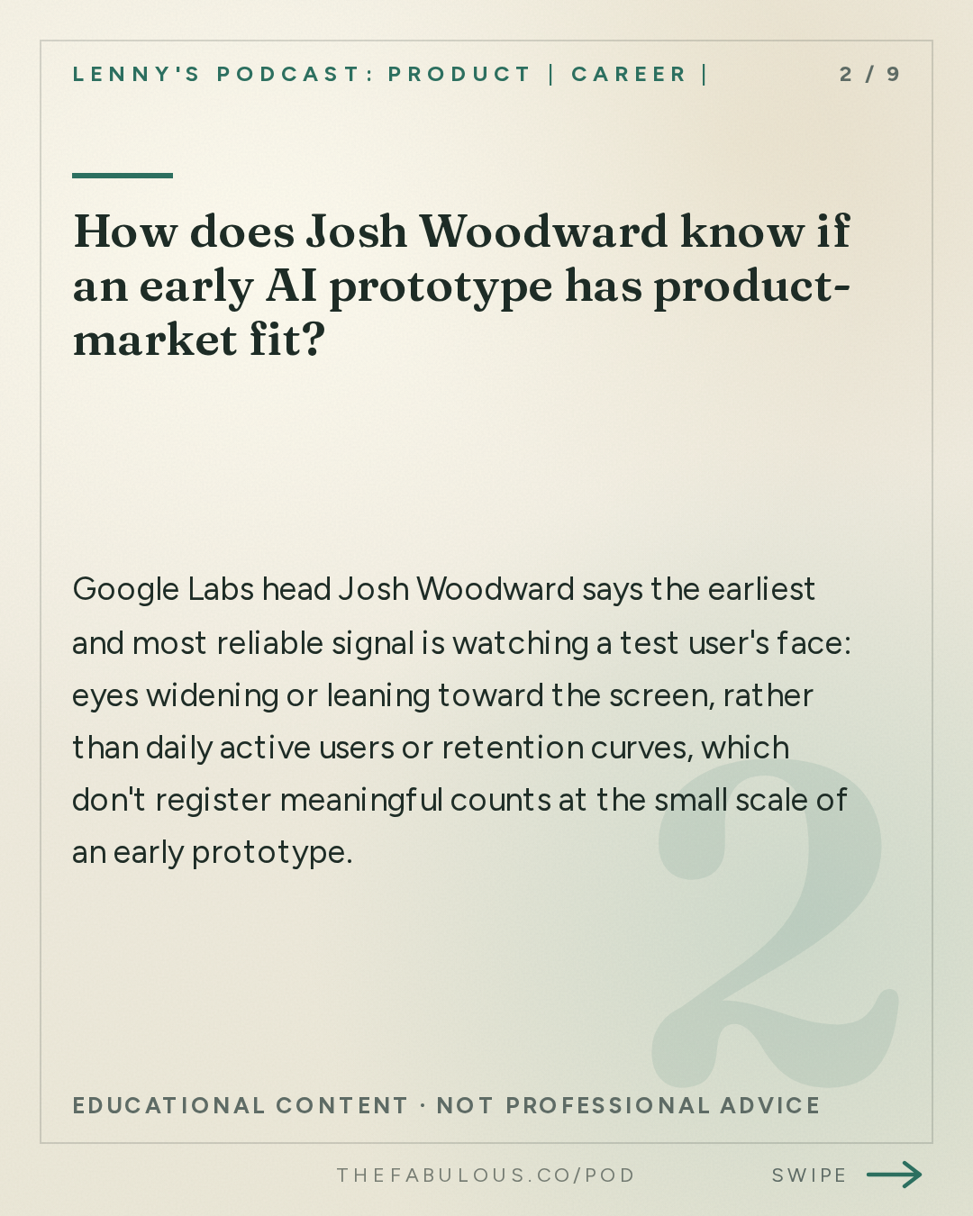 How does Josh Woodward know if an early AI prototype has product-market fit? — Lenny's Podcast: Product | Career | Growth: Why every company now needs to think and operate like a lab team | Josh Woodward (Google Labs, Gemini, AI Studio)