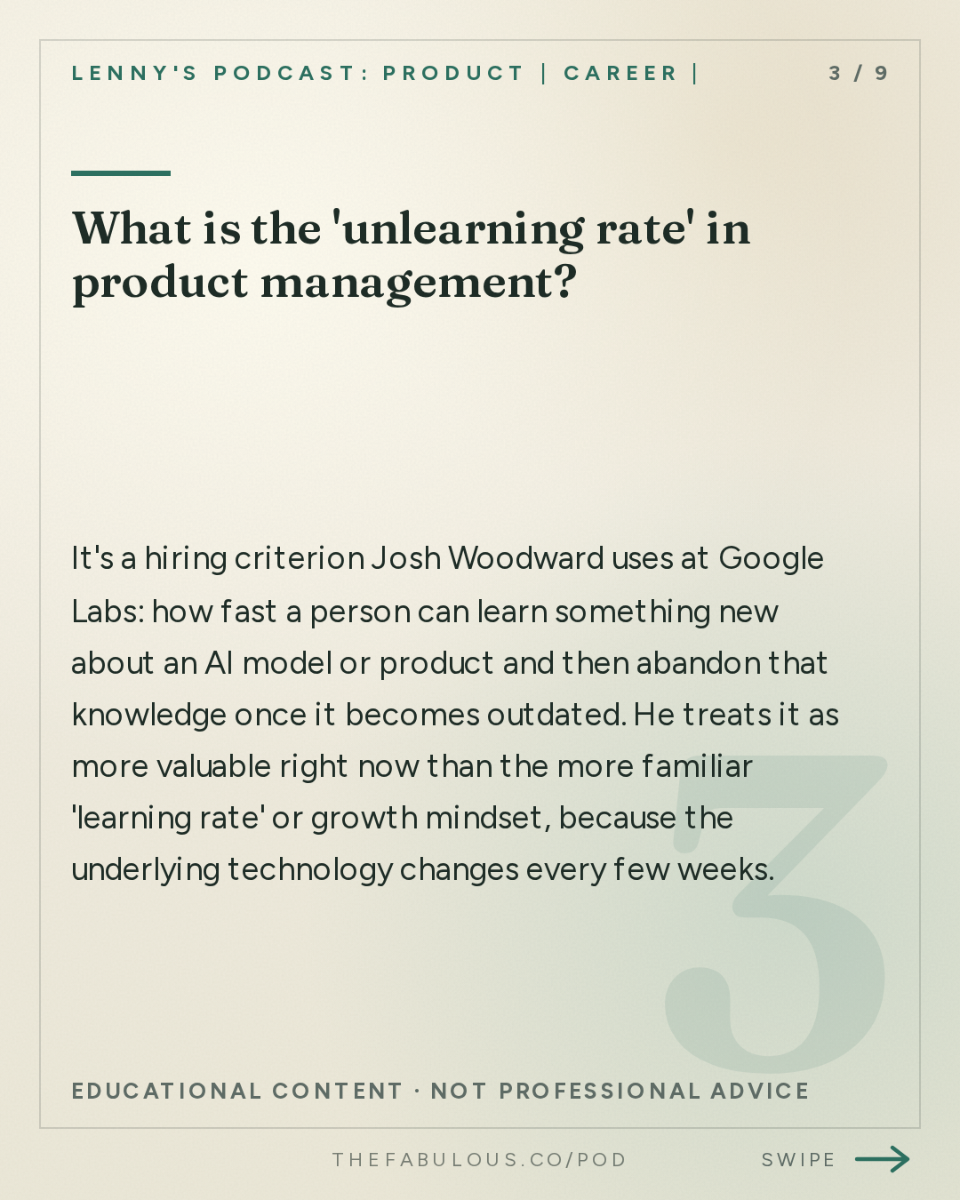 What is the 'unlearning rate' in product management? — Lenny's Podcast: Product | Career | Growth: Why every company now needs to think and operate like a lab team | Josh Woodward (Google Labs, Gemini, AI Studio)
