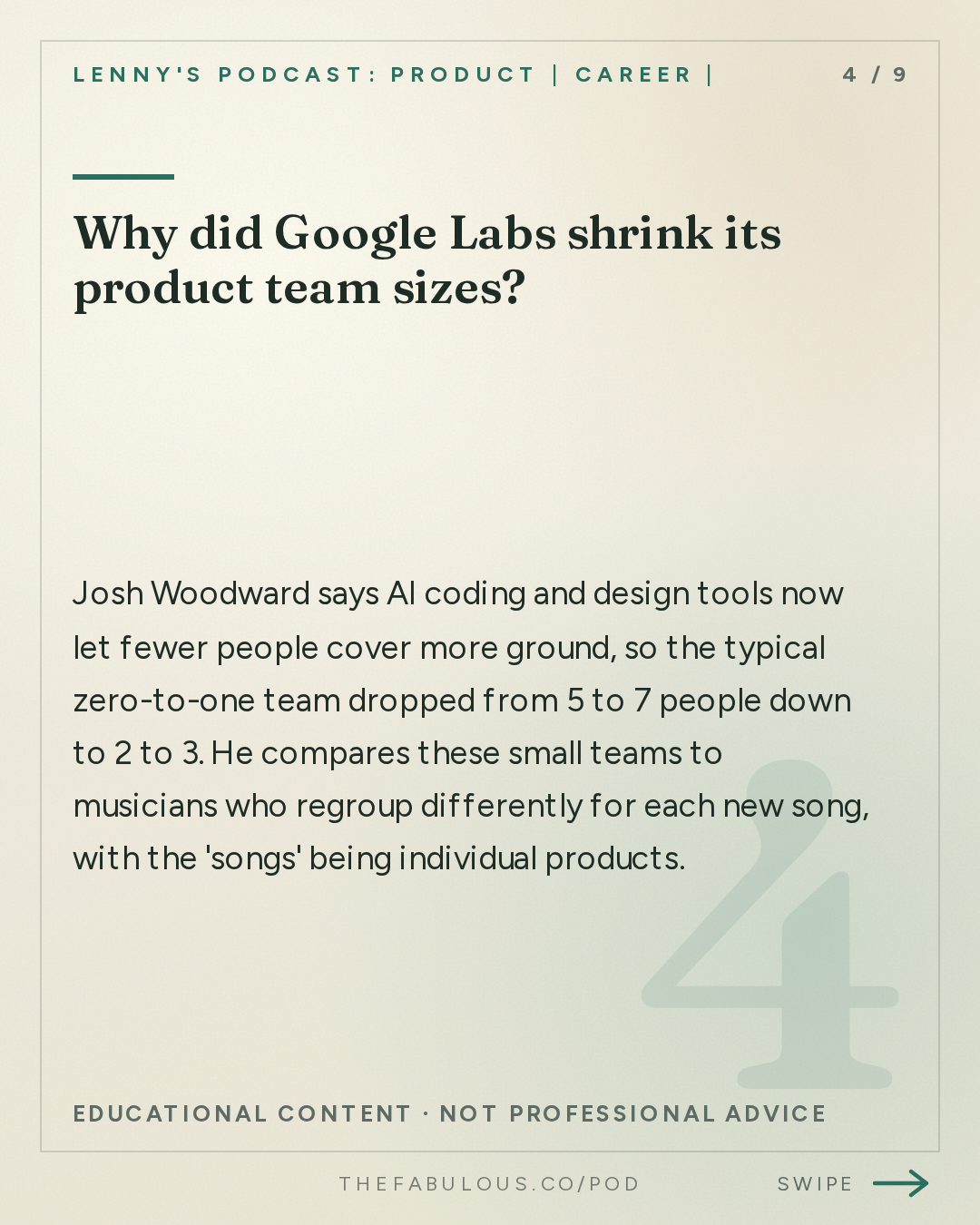 Why did Google Labs shrink its product team sizes? — Lenny's Podcast: Product | Career | Growth: Why every company now needs to think and operate like a lab team | Josh Woodward (Google Labs, Gemini, AI Studio)