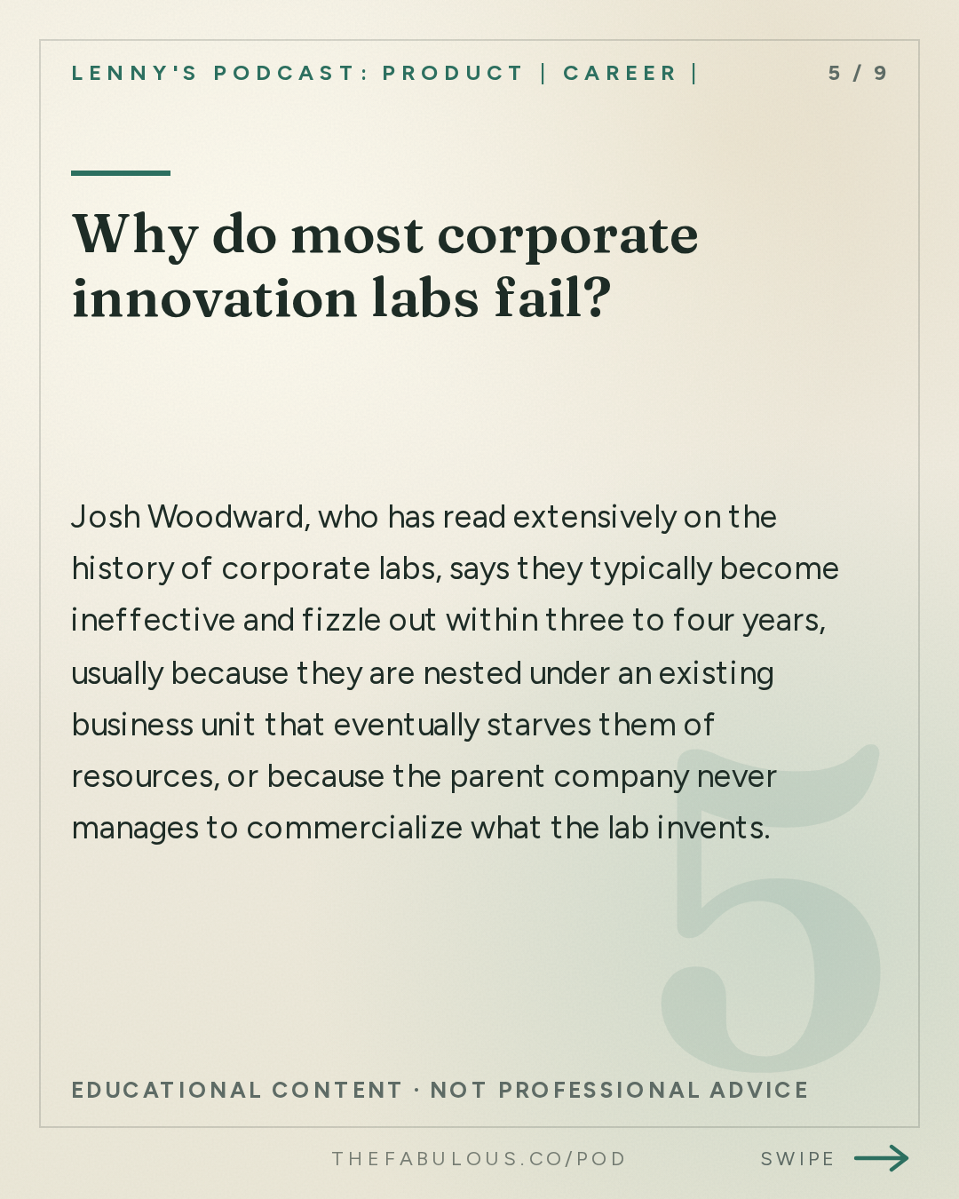 Why do most corporate innovation labs fail? — Lenny's Podcast: Product | Career | Growth: Why every company now needs to think and operate like a lab team | Josh Woodward (Google Labs, Gemini, AI Studio)