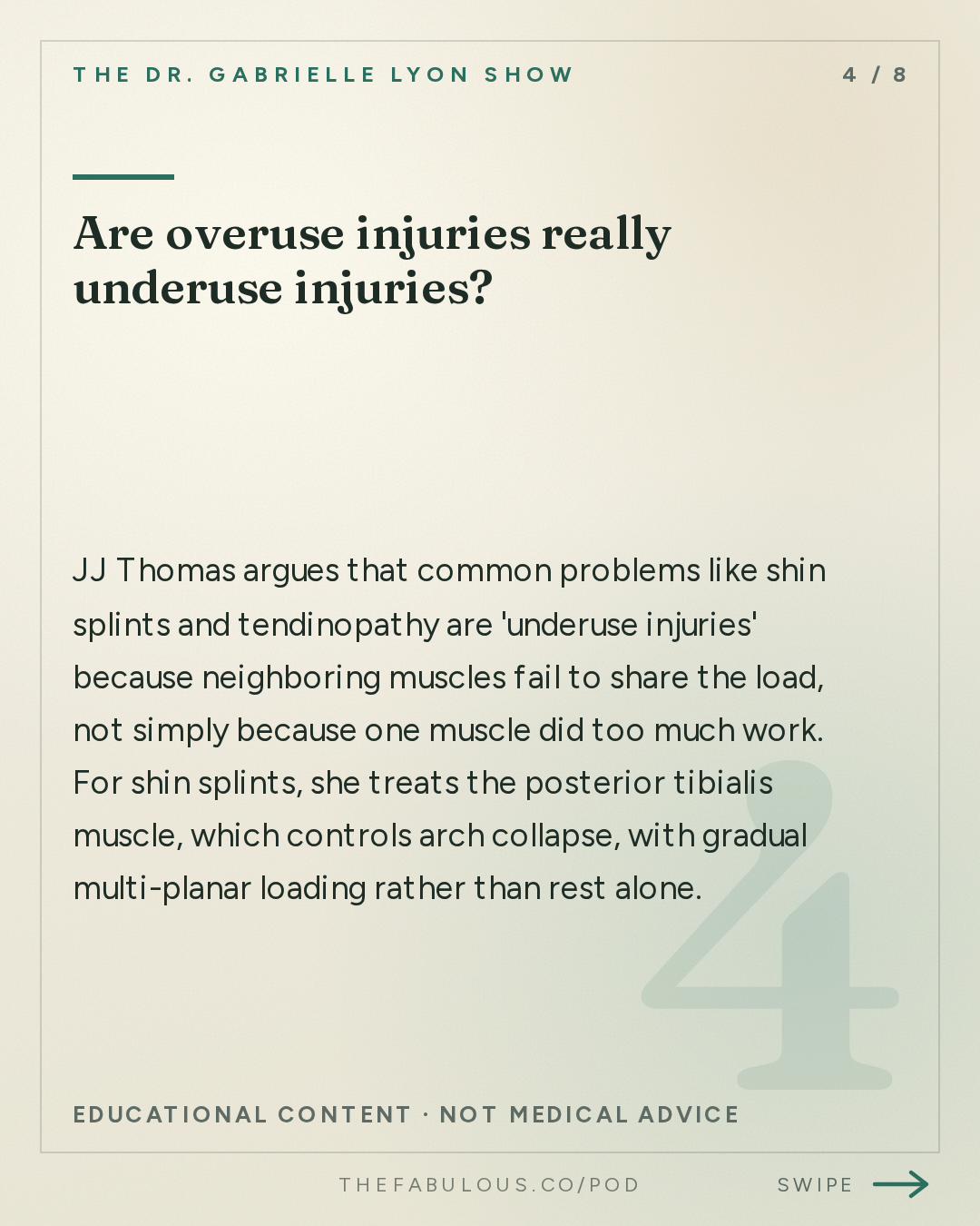 Are overuse injuries really underuse injuries? — The Dr. Gabrielle Lyon Show: Dr. JJ Thomas: Pain Is an Alarm. Why Your Injury Keeps Coming Back and How To Fix It