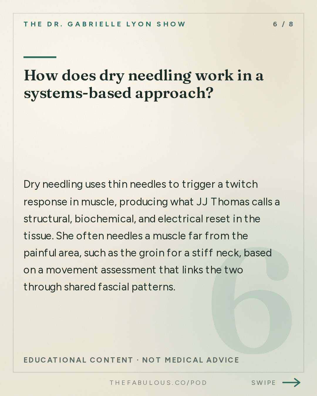 How does dry needling work in a systems-based approach? — The Dr. Gabrielle Lyon Show: Dr. JJ Thomas: Pain Is an Alarm. Why Your Injury Keeps Coming Back and How To Fix It