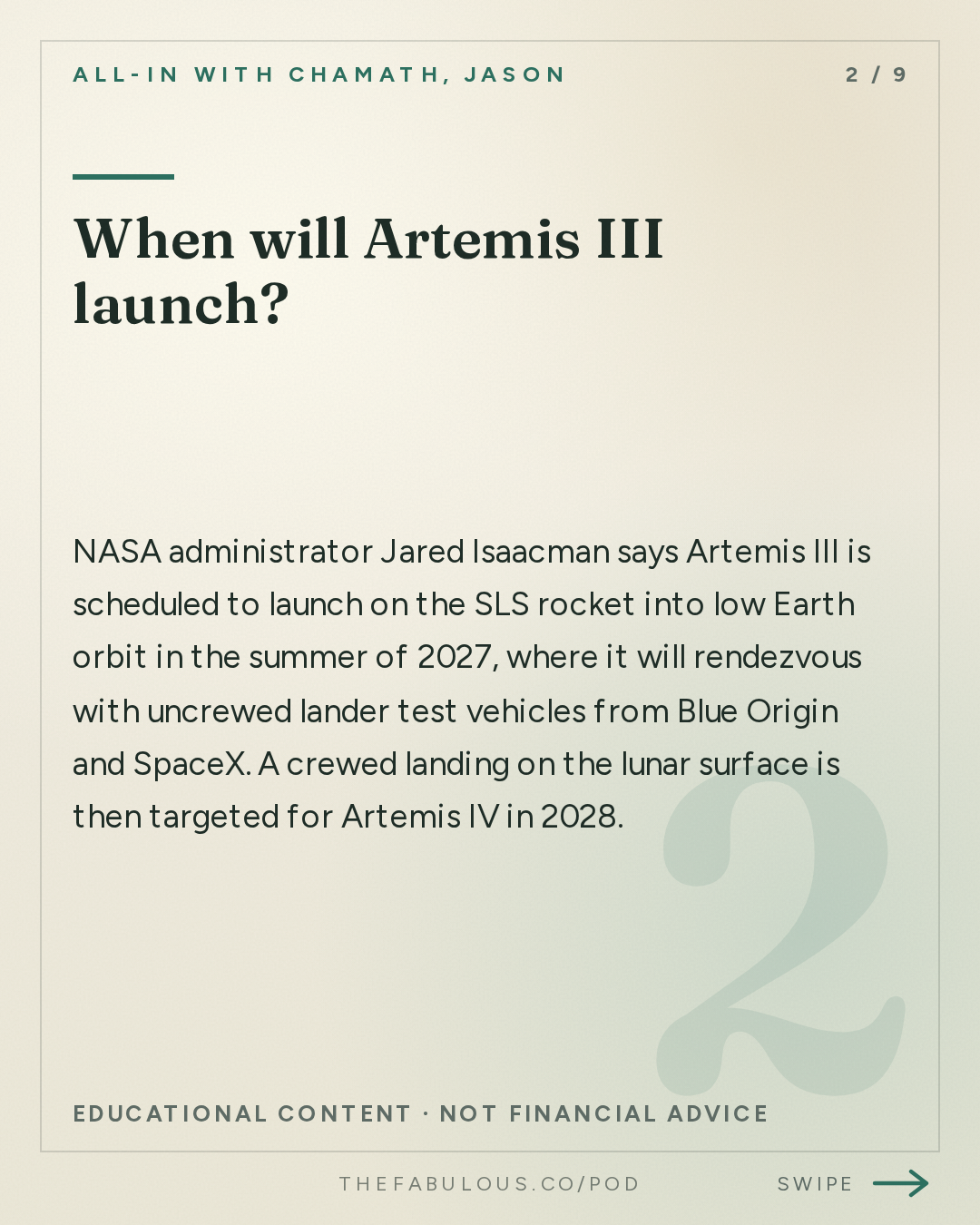 When will Artemis III launch? — All-In with Chamath, Jason, Sacks & Friedberg: Jared Isaacman: A New Era for NASA and American Space Exploration