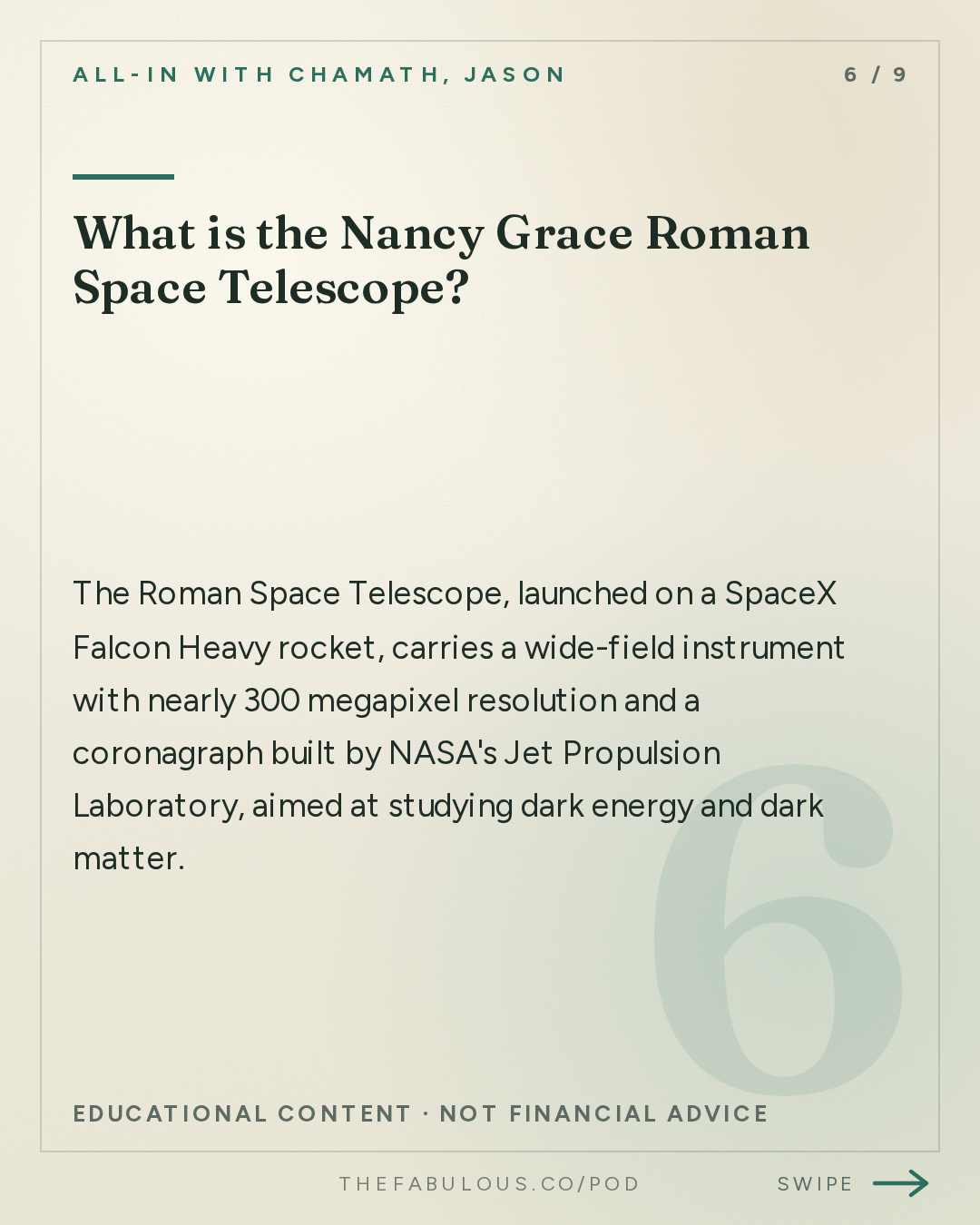 What is the Nancy Grace Roman Space Telescope? — All-In with Chamath, Jason, Sacks & Friedberg: Jared Isaacman: A New Era for NASA and American Space Exploration