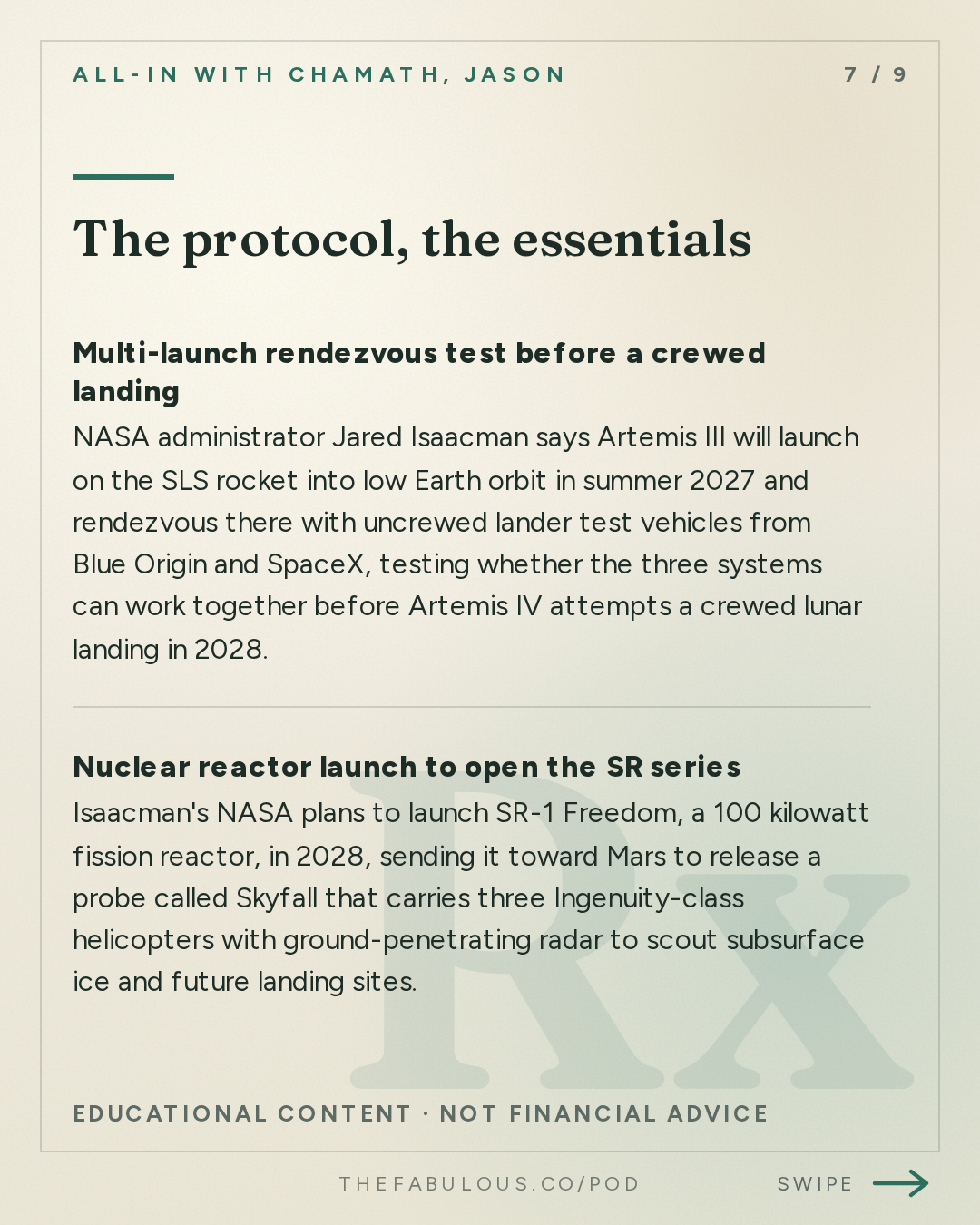 The protocol, the essentials — All-In with Chamath, Jason, Sacks & Friedberg: Jared Isaacman: A New Era for NASA and American Space Exploration