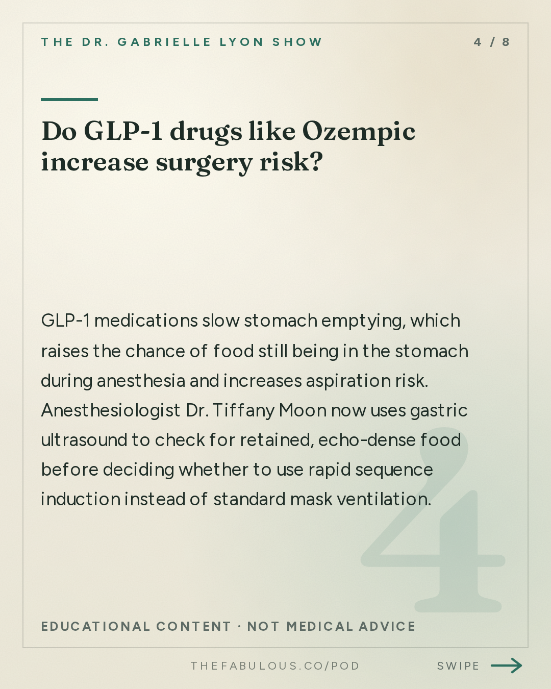 Do GLP-1 drugs like Ozempic increase surgery risk? — The Dr. Gabrielle Lyon Show: Dr. Tiffany Moon: Is Anesthesia Safe? What Patients Fear vs. What Actually Happens