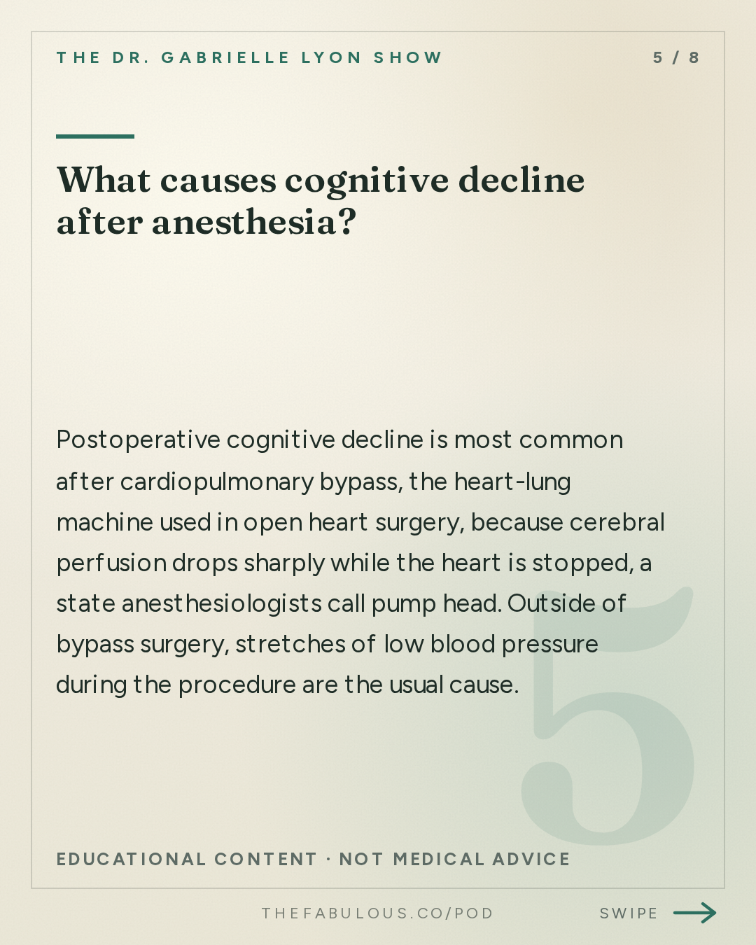 What causes cognitive decline after anesthesia? — The Dr. Gabrielle Lyon Show: Dr. Tiffany Moon: Is Anesthesia Safe? What Patients Fear vs. What Actually Happens