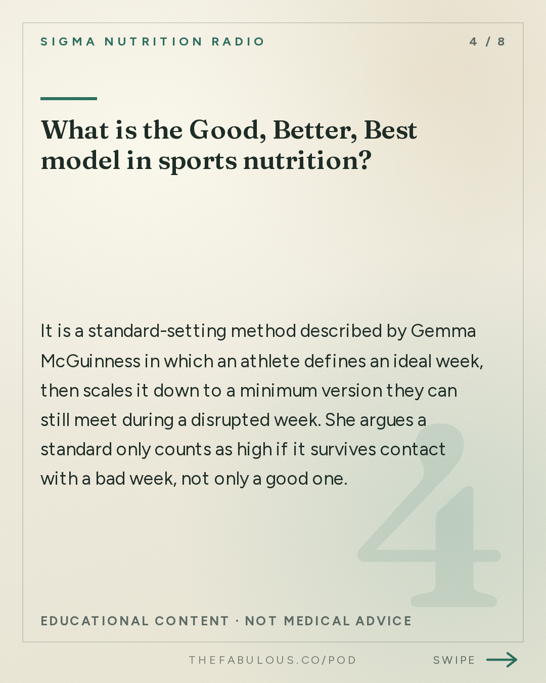 What is the Good, Better, Best model in sports nutrition? — Sigma Nutrition Radio: #617: What Does Effective Athlete Support Look Like in Practice? – Gemma McGuinness