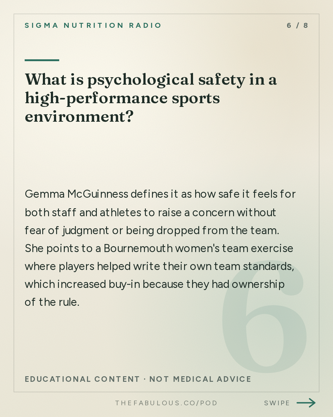 What is psychological safety in a high-performance sports environment? — Sigma Nutrition Radio: #617: What Does Effective Athlete Support Look Like in Practice? – Gemma McGuinness