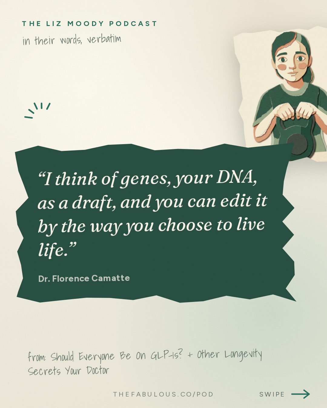 I think of genes, your DNA, as a draft, and you can edit it by the way you choose to live life. — The Liz Moody Podcast: Should Everyone Be On GLP-1s? + Other Longevity Secrets Your Doctor Won't Tell You
