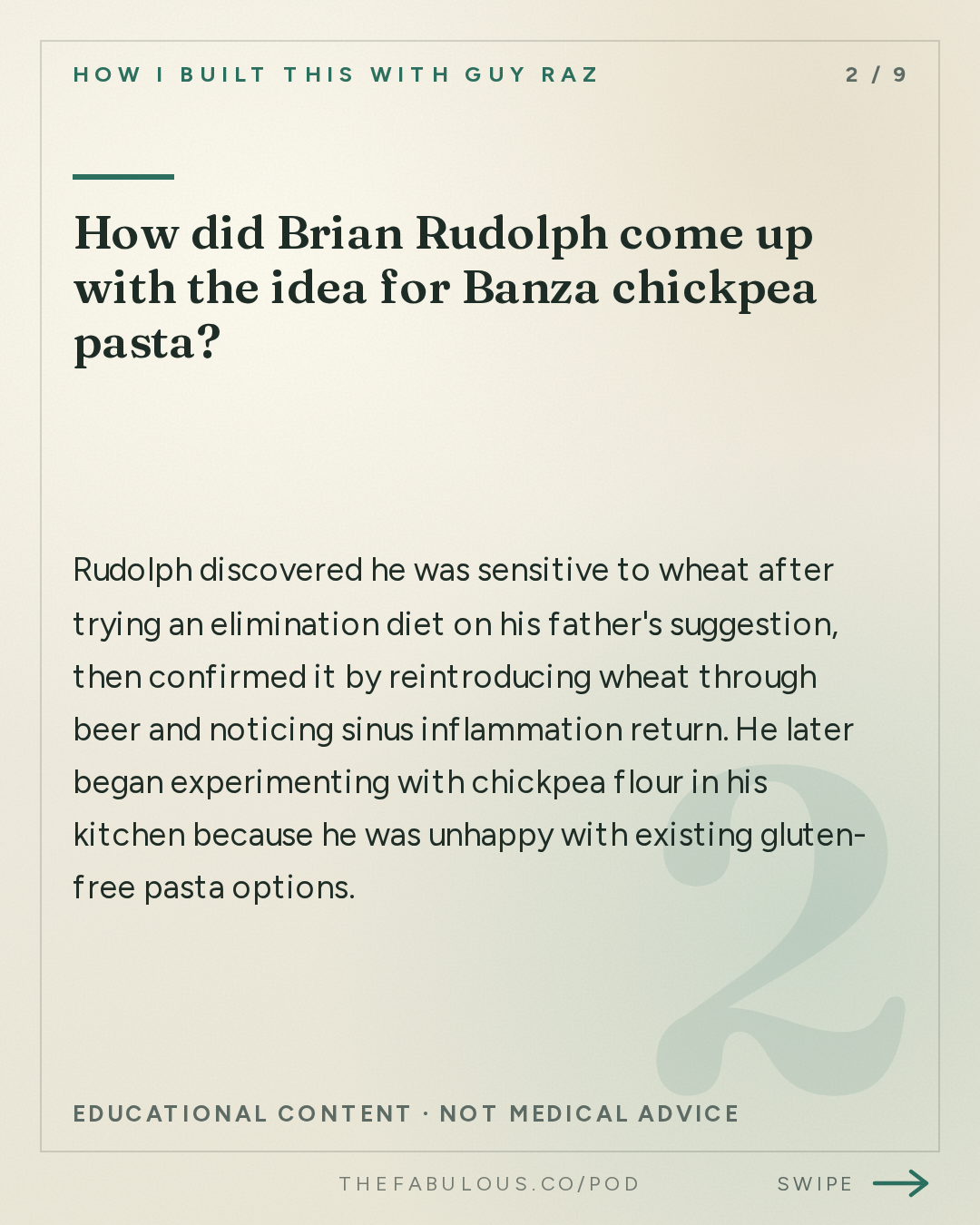 How did Brian Rudolph come up with the idea for Banza chickpea pasta? — How I Built This with Guy Raz: Banza: Brian Rudolph. The Chickpea Pasta That Nearly Turned to Mush