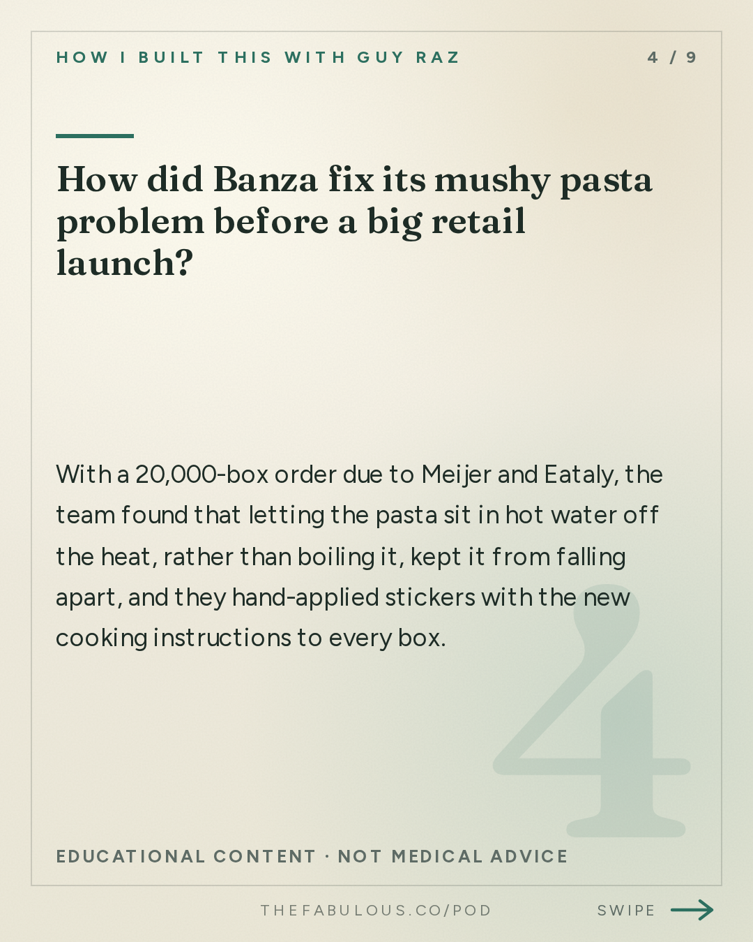 How did Banza fix its mushy pasta problem before a big retail launch? — How I Built This with Guy Raz: Banza: Brian Rudolph. The Chickpea Pasta That Nearly Turned to Mush