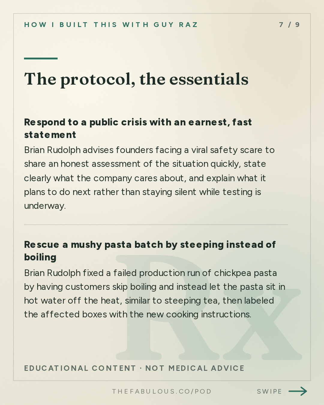 The protocol, the essentials — How I Built This with Guy Raz: Banza: Brian Rudolph. The Chickpea Pasta That Nearly Turned to Mush